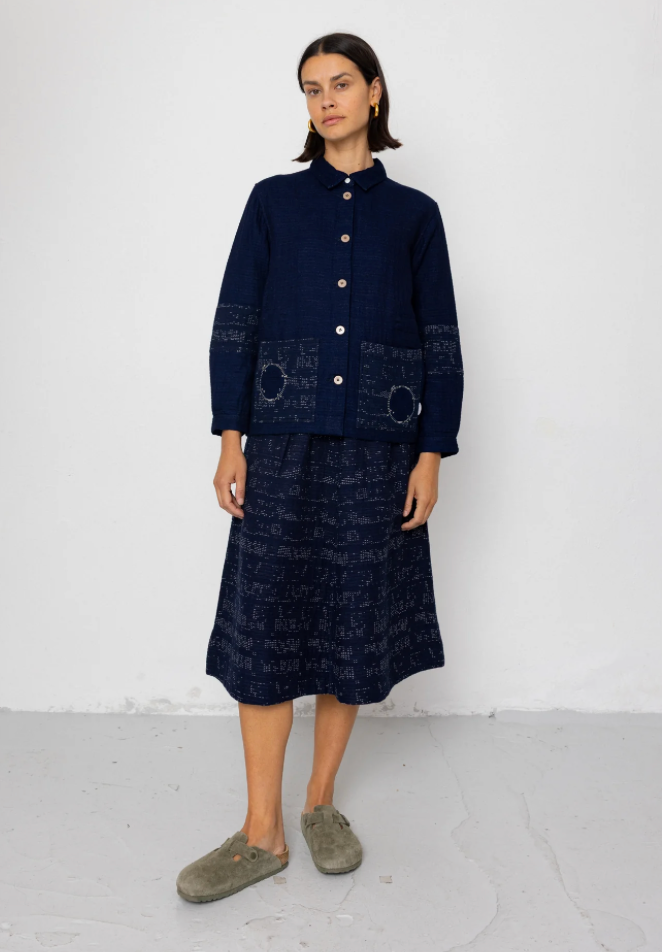 Full Seam Skirt - Stray Float Stitch Indigo