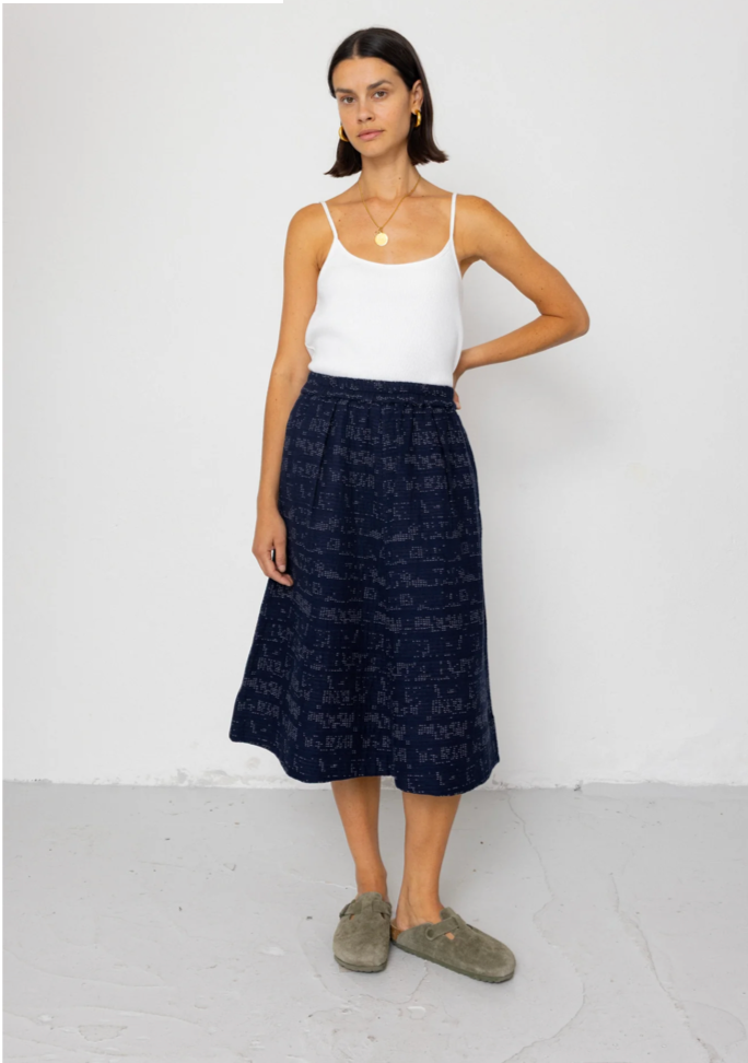 Full Seam Skirt - Stray Float Stitch Indigo