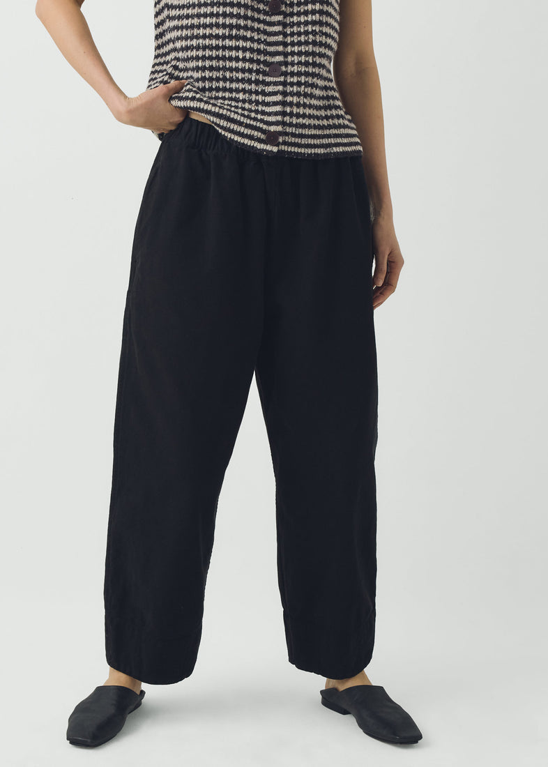 Sculpted Leg Brushed Cotton Canvas Trousers, Black ~ TOAST