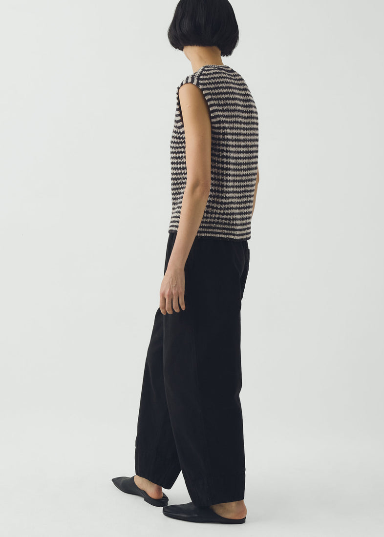 Sculpted Leg Brushed Cotton Canvas Trousers, Black ~ TOAST