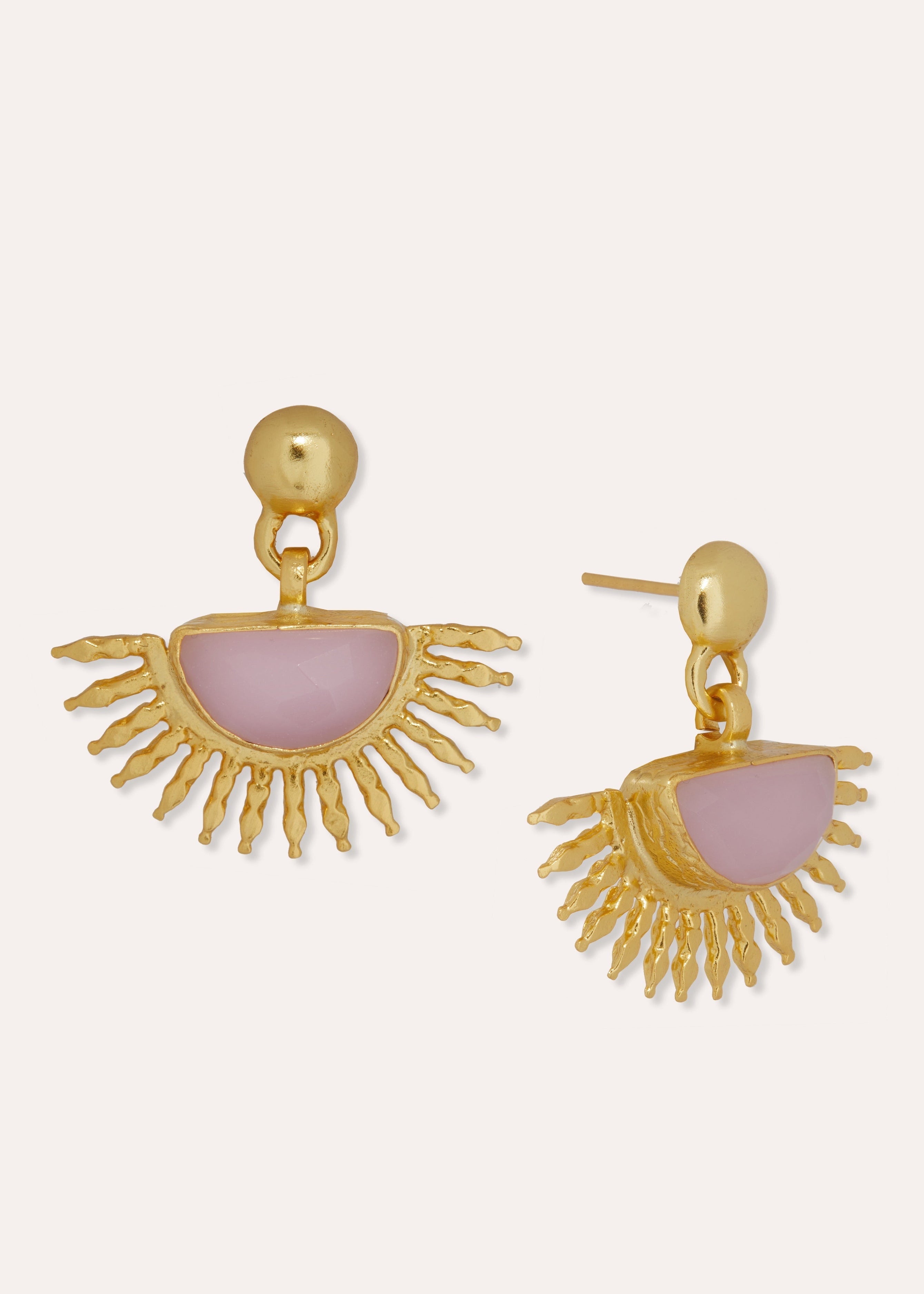 Sunrise Rose Quartz Drop Stud Earrings ~ Ottoman Hands