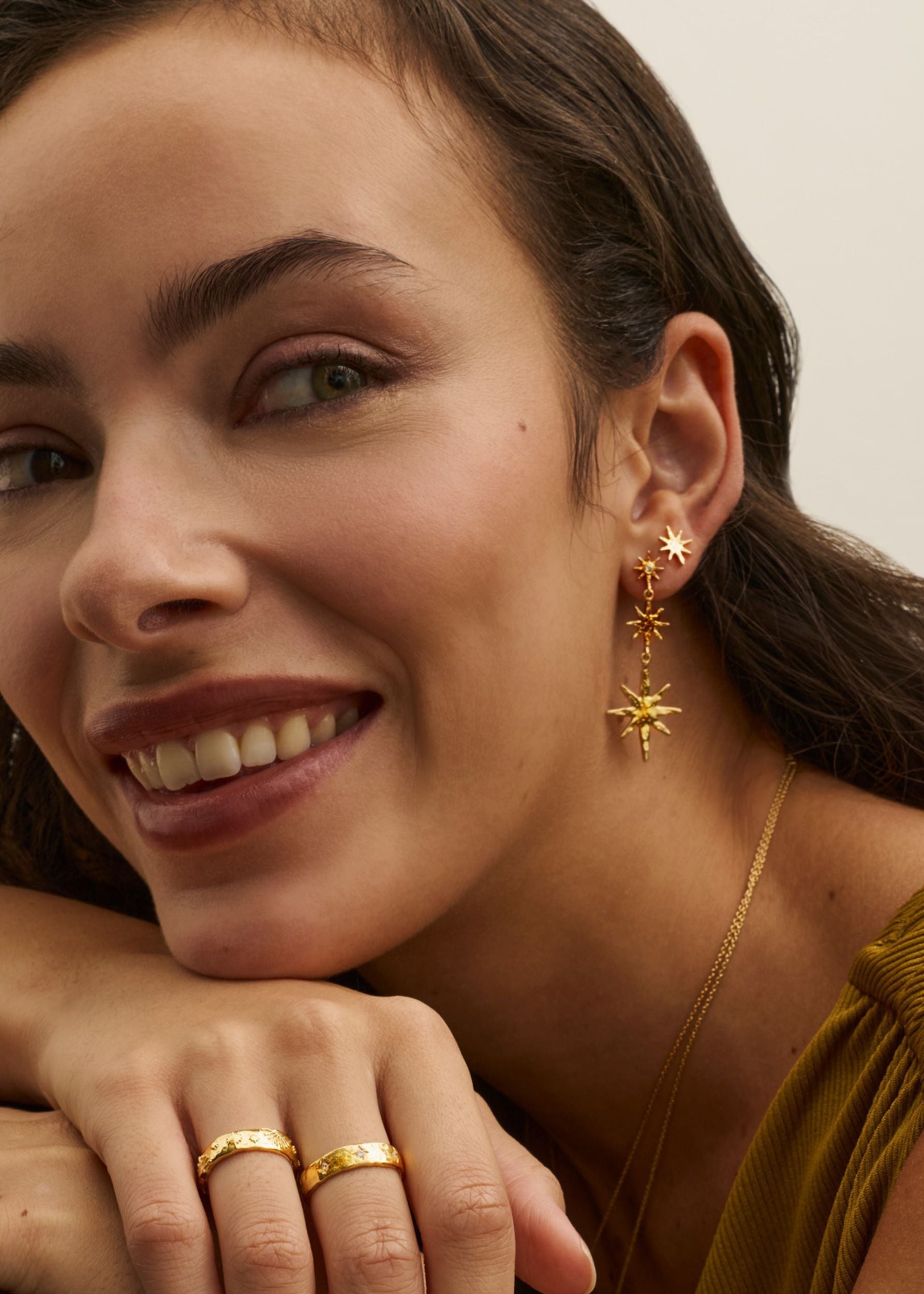 Triple Star Drop Earrings ~ Ottoman Hands