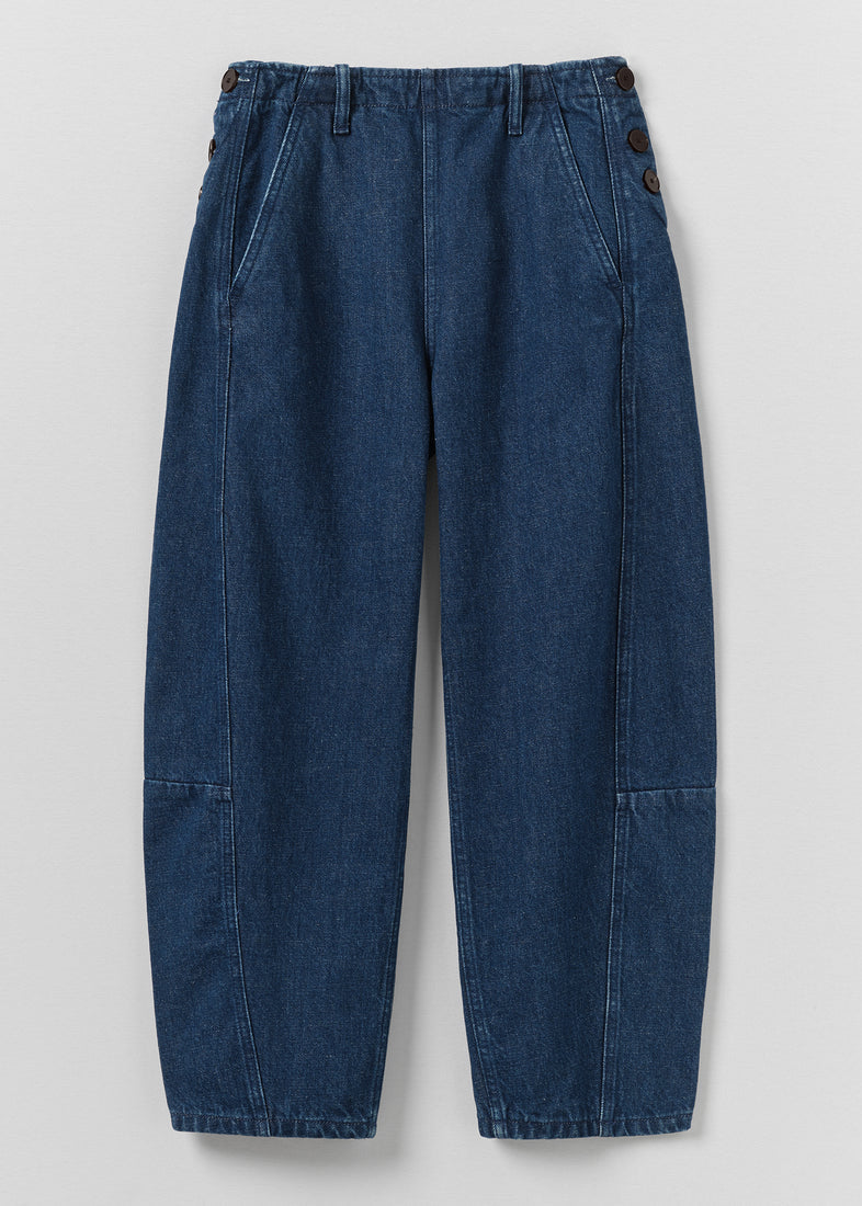Twisted Seam Cotton Linen Denim Trousers ~ TOAST