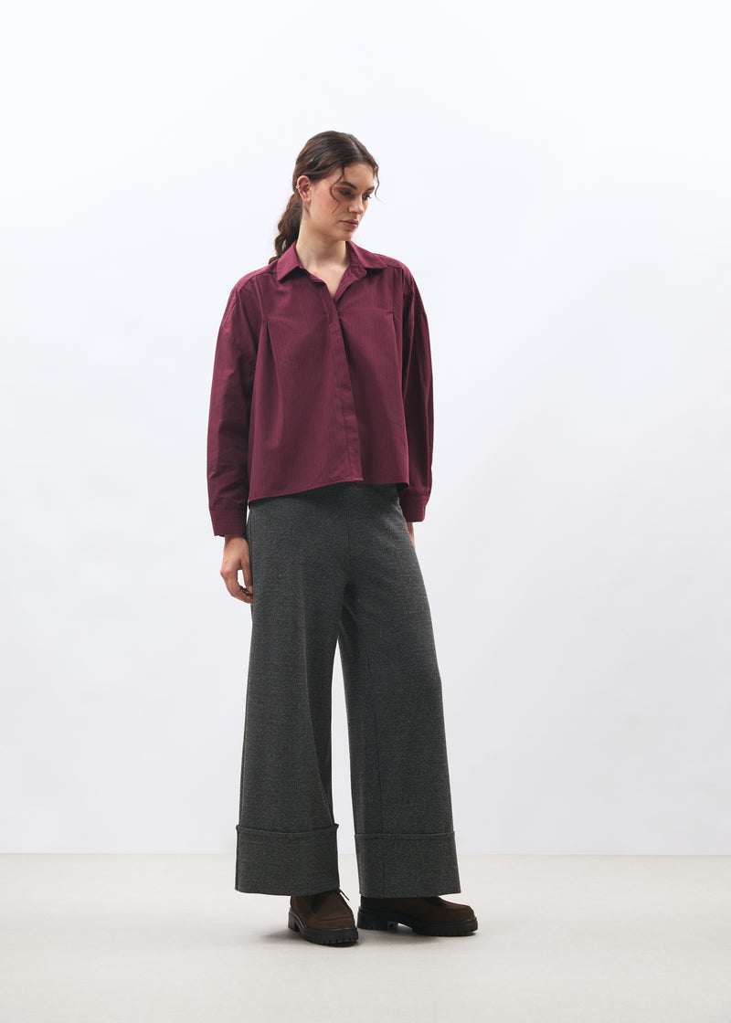 Wide gray pants with cuffs and houndstooth pattern ~ humility
