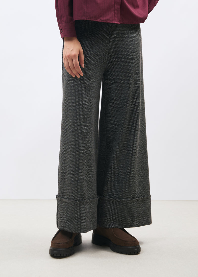 Wide gray pants with cuffs and houndstooth pattern ~ humility