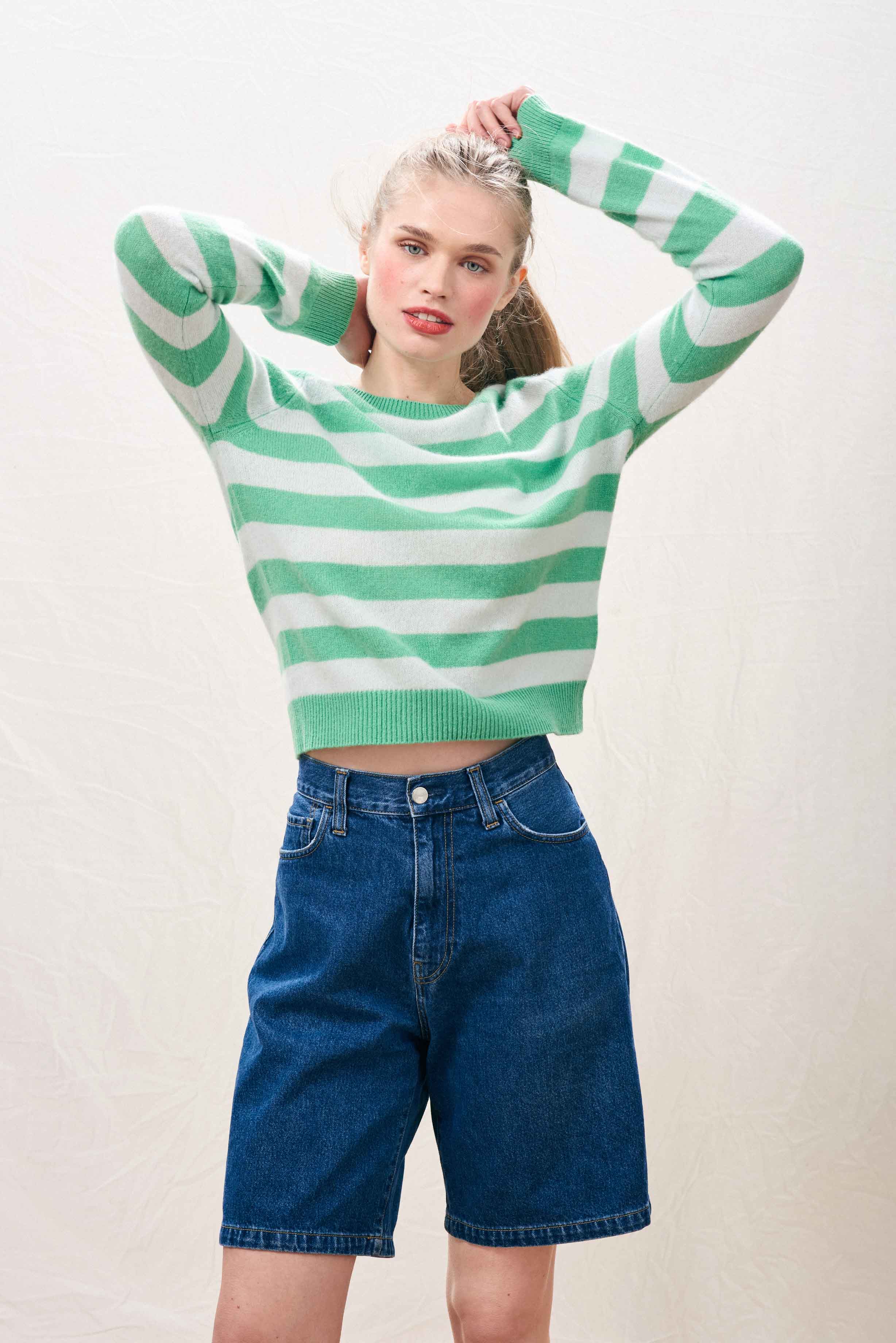 Stripe Crew Green