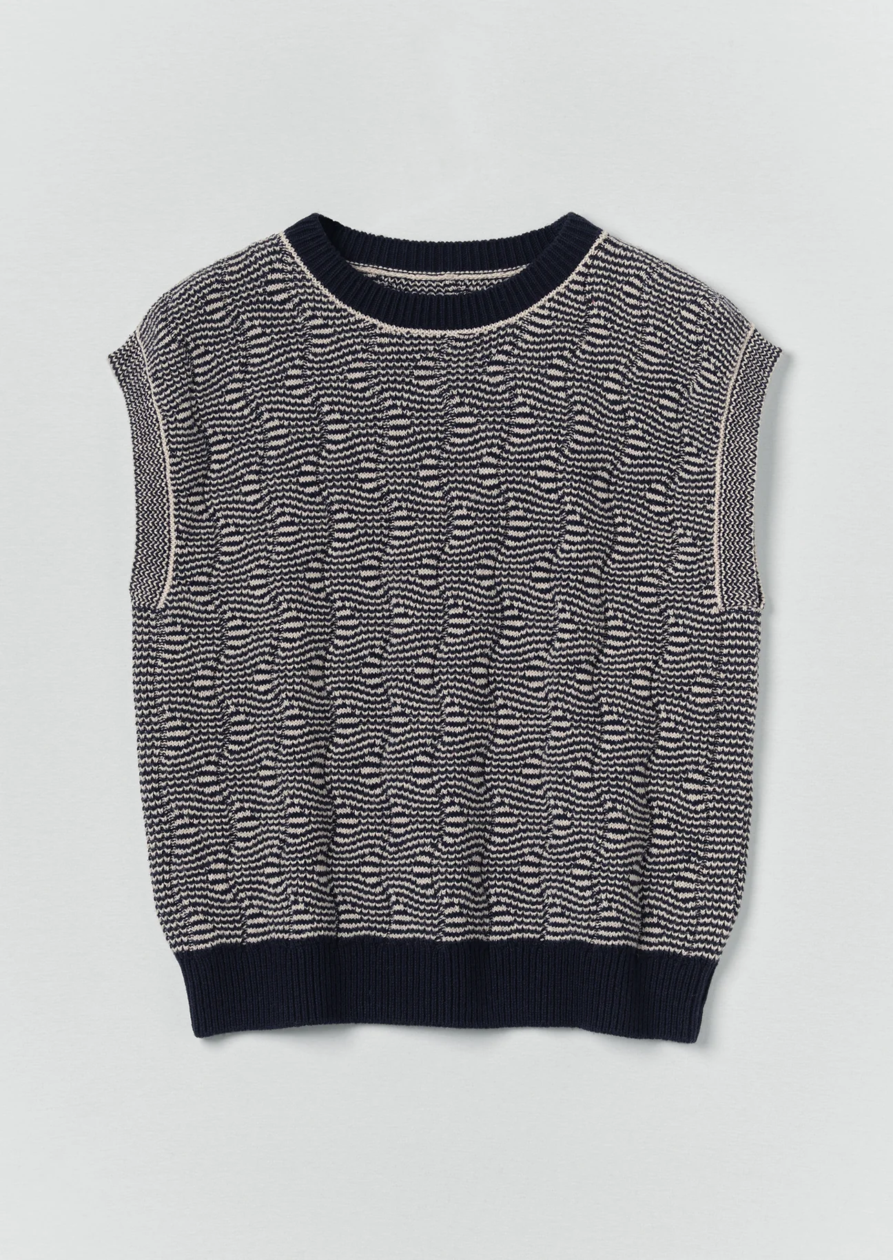 Wavy Stripe Knitted Wool Cotton Top