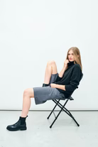 Oversized Roll Collar Jumper, Charcoal