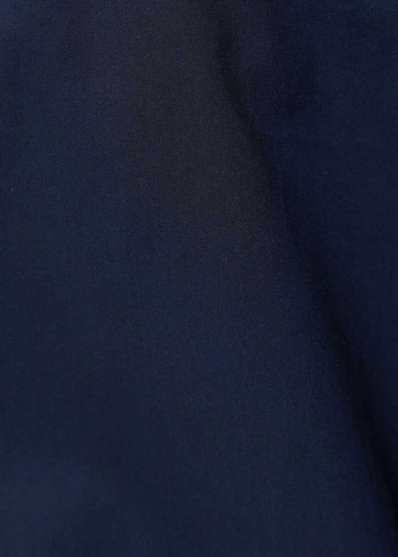Dark blue pleated cotton poplin shirt
