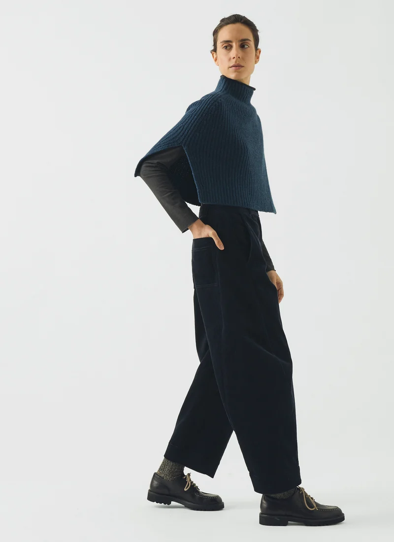 Ribbed Wool Cashmere Poncho