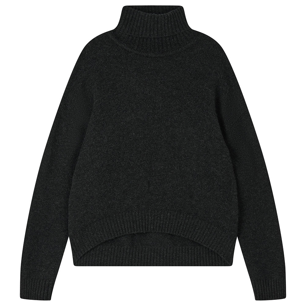 Oversized Roll Collar Jumper, Charcoal