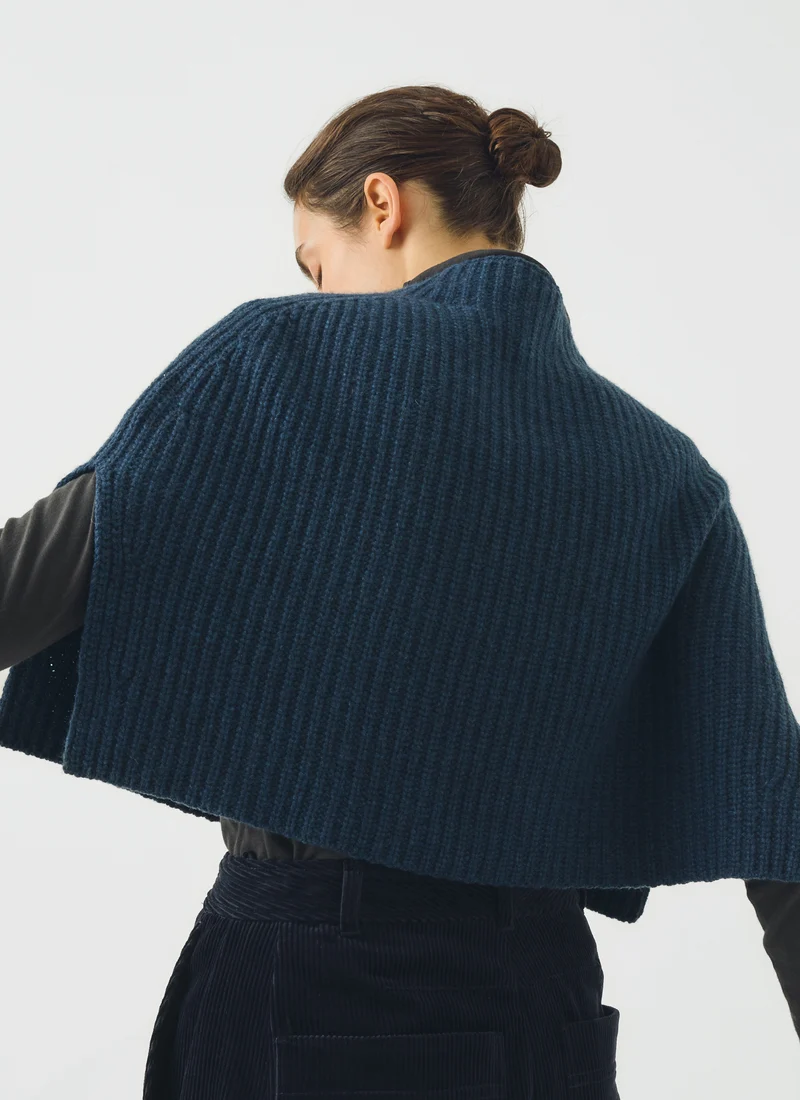 Ribbed Wool Cashmere Poncho