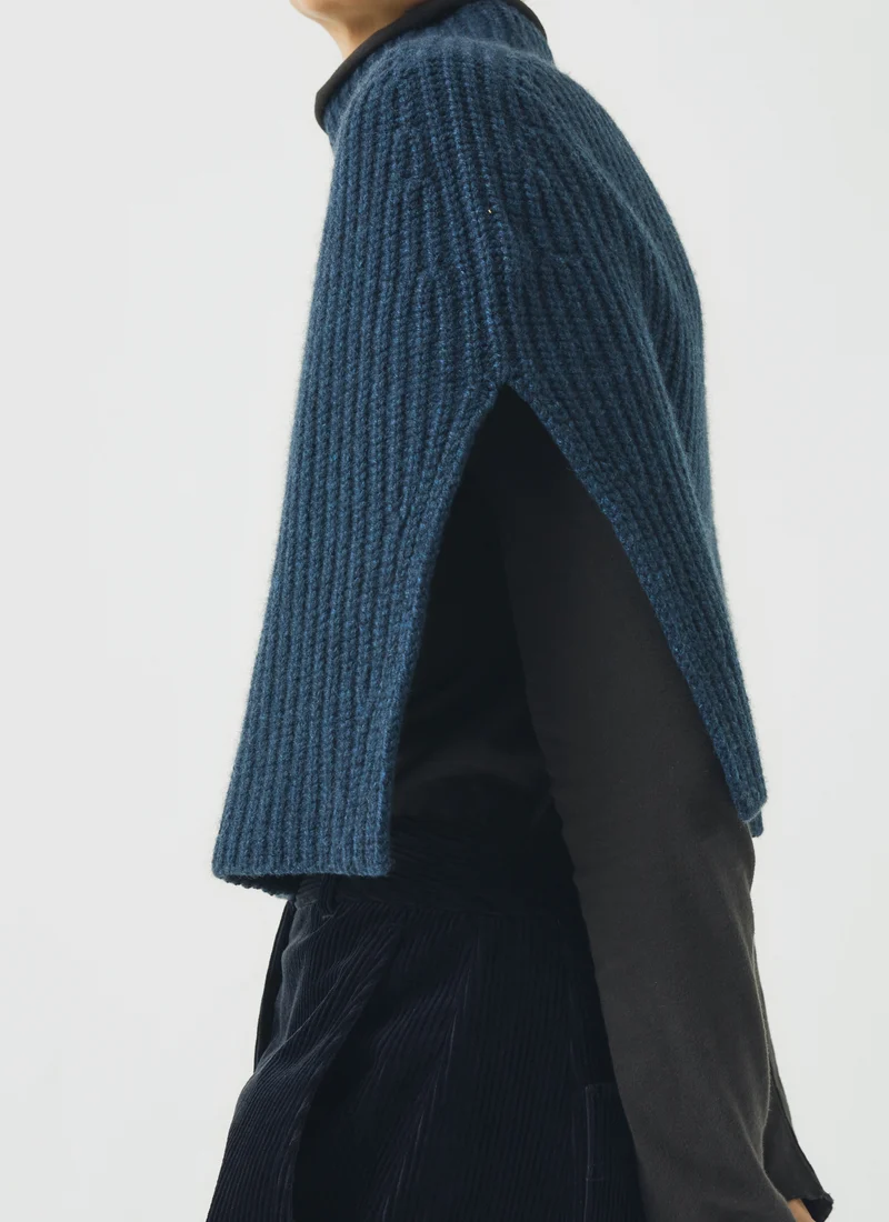 Ribbed Wool Cashmere Poncho
