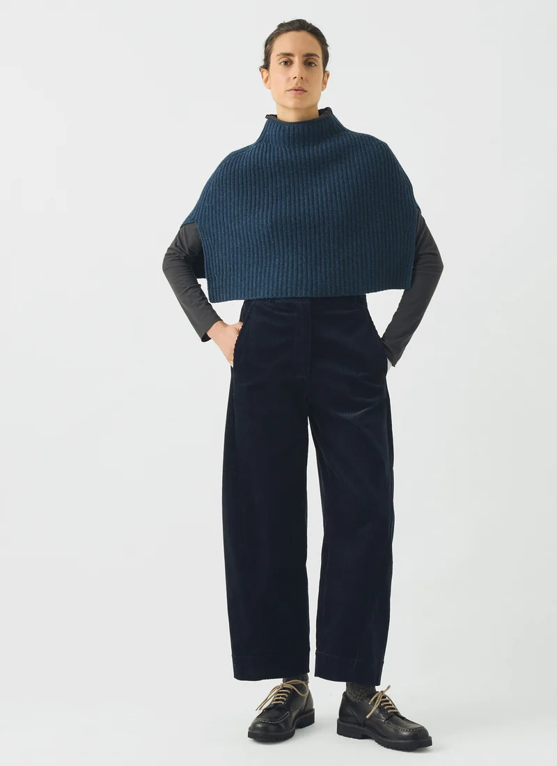 Ribbed Wool Cashmere Poncho