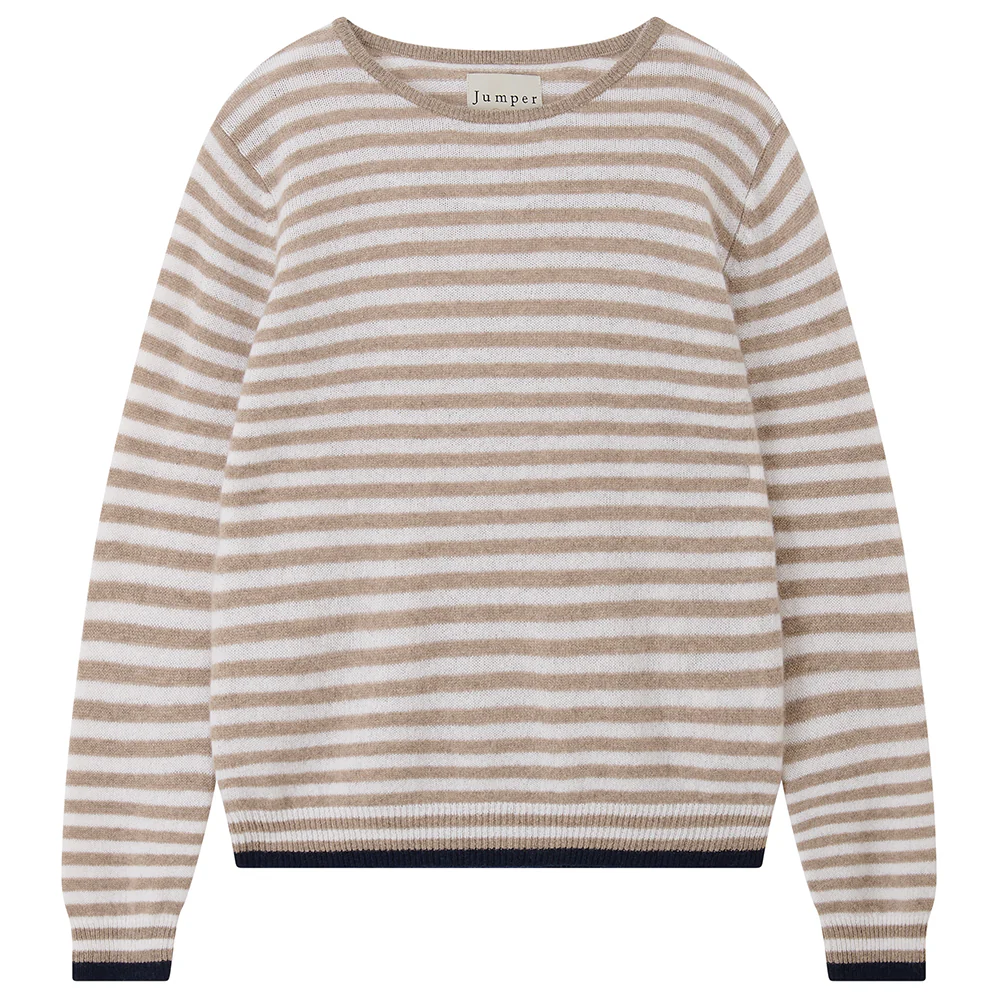 Tipped Little Stripe Crew -Navy /Lily/ Brown