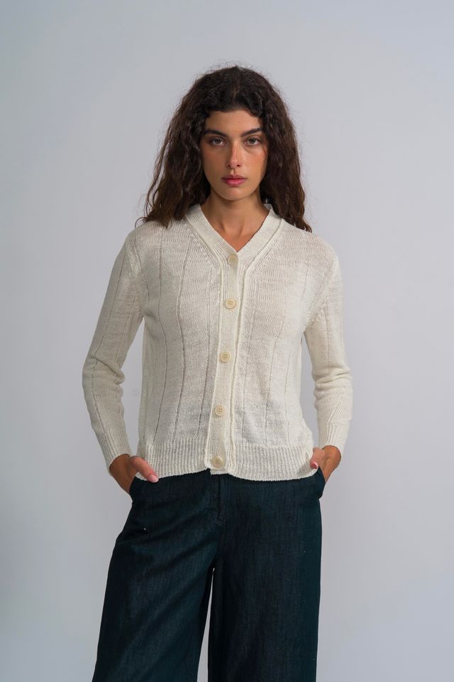 M J W ~ Cardigan 637, Natural Off White