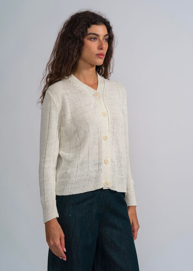 M J W ~ Cardigan 637, Natural Off White
