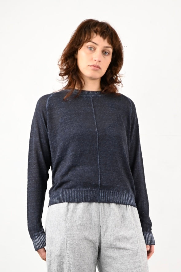 M J W ~ Round Neck Pullover 630, Navy Dye
