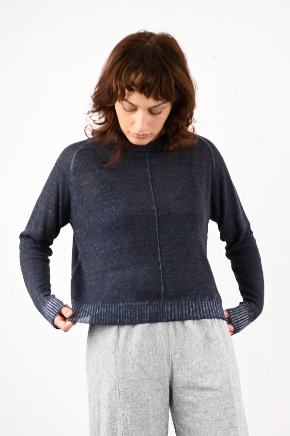 M J W ~ Round Neck Pullover 630, Navy Dye