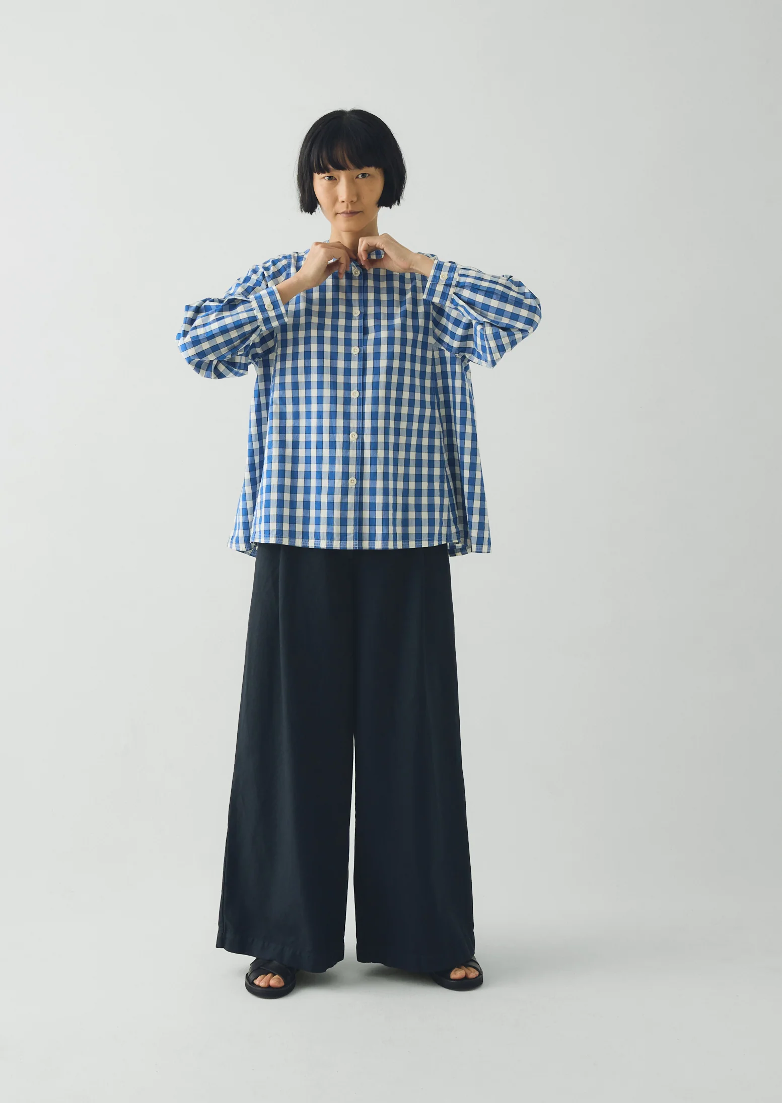 toast blue check shirt front