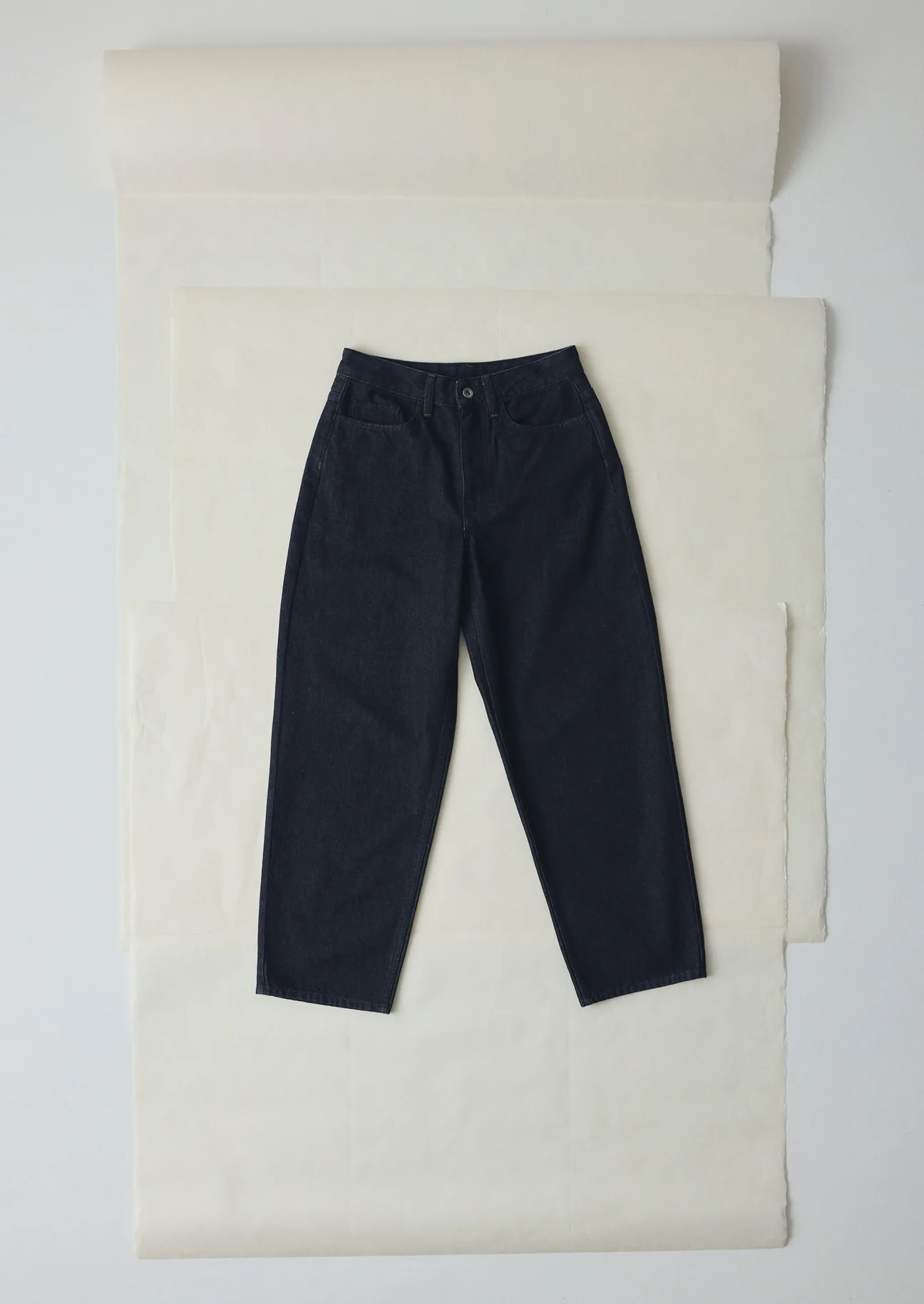 toast womens dark blue denim tapered trousers 