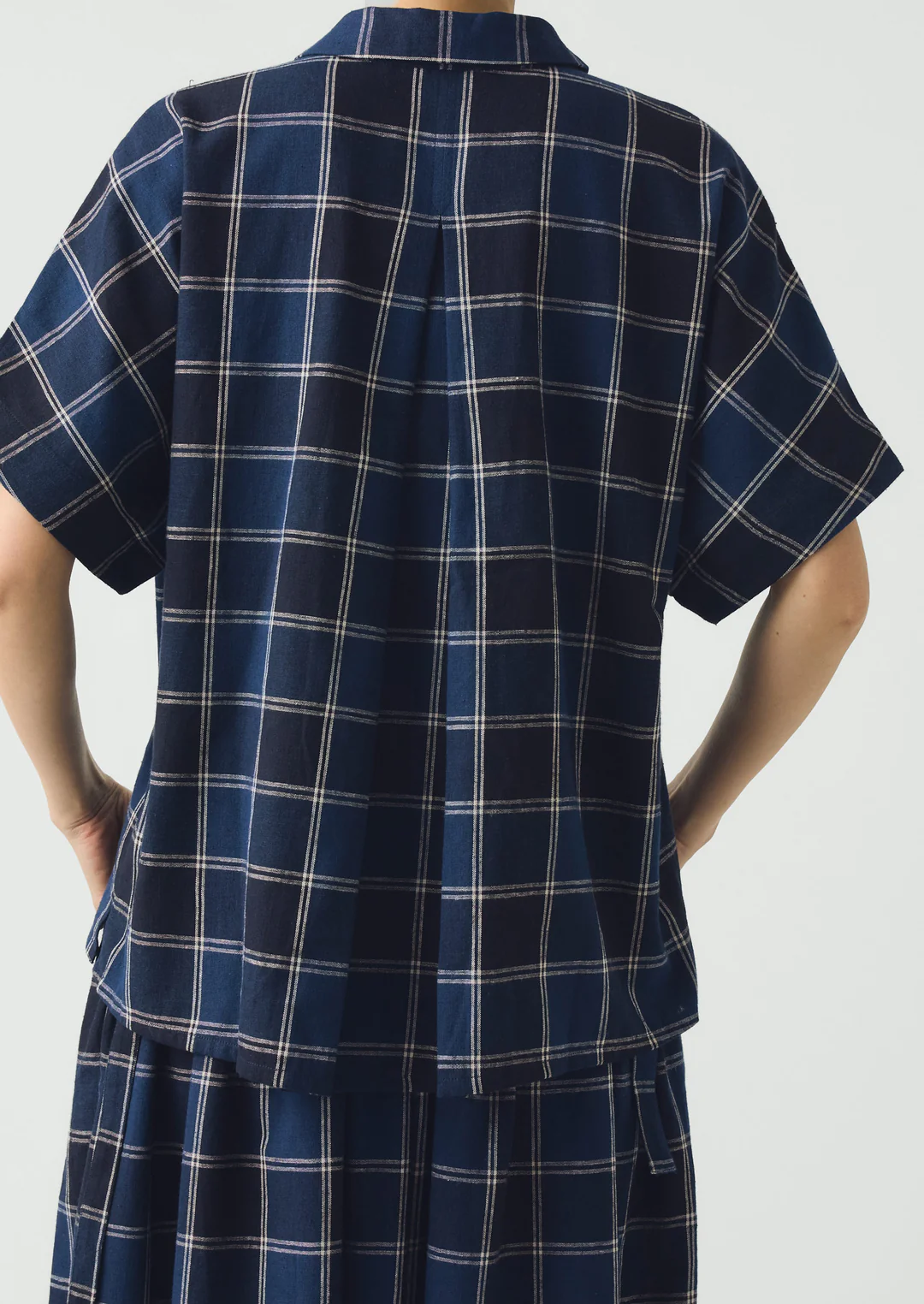toast womens plaid check blue black shirt back