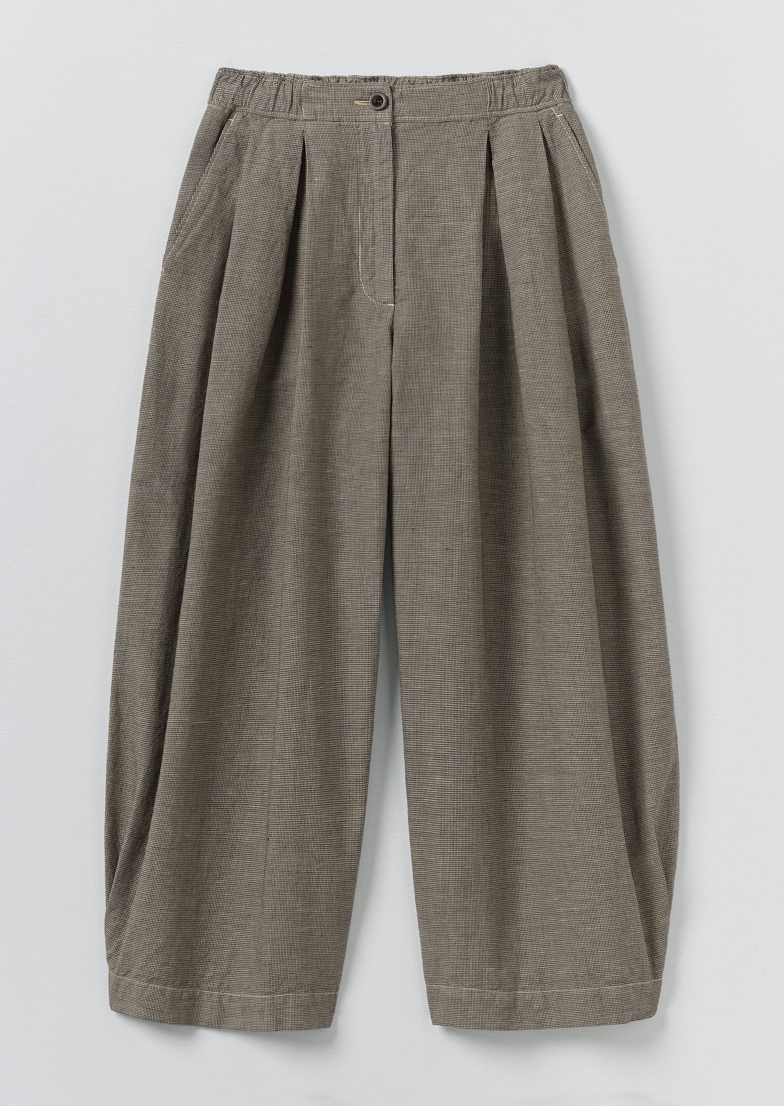 toast womens pleated houndstooth barrel leg trousers 