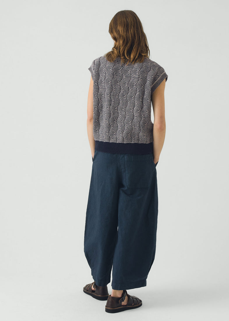 Wavy Stripe Knitted Wool Cotton Top - TOAST